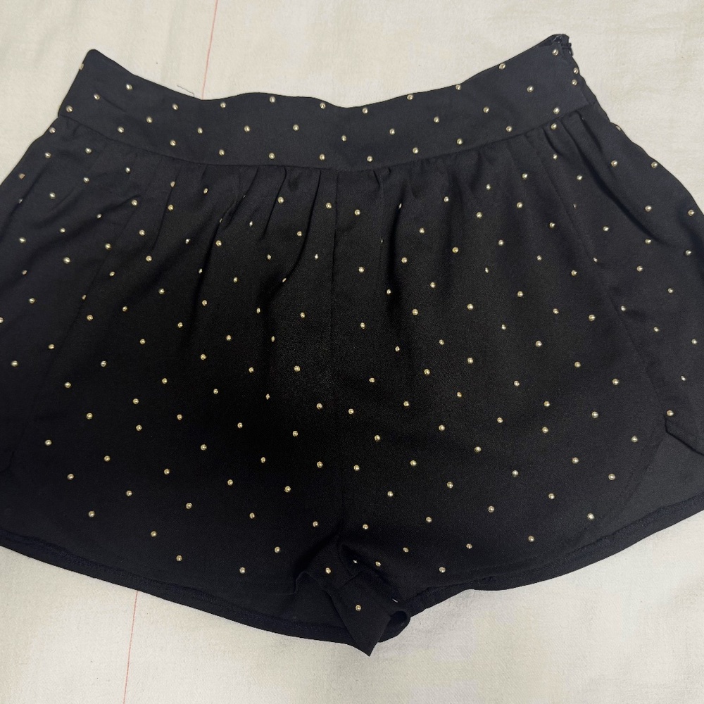 Honey Punch Black Gold Studded Shorts